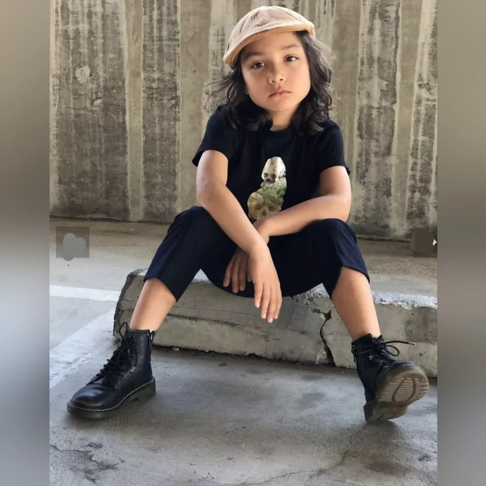 Dr. Martens Doc Marten AirWair Black Combat Boots 1460 Junior Moto NEW Size 3 US - Picture 10 of 11